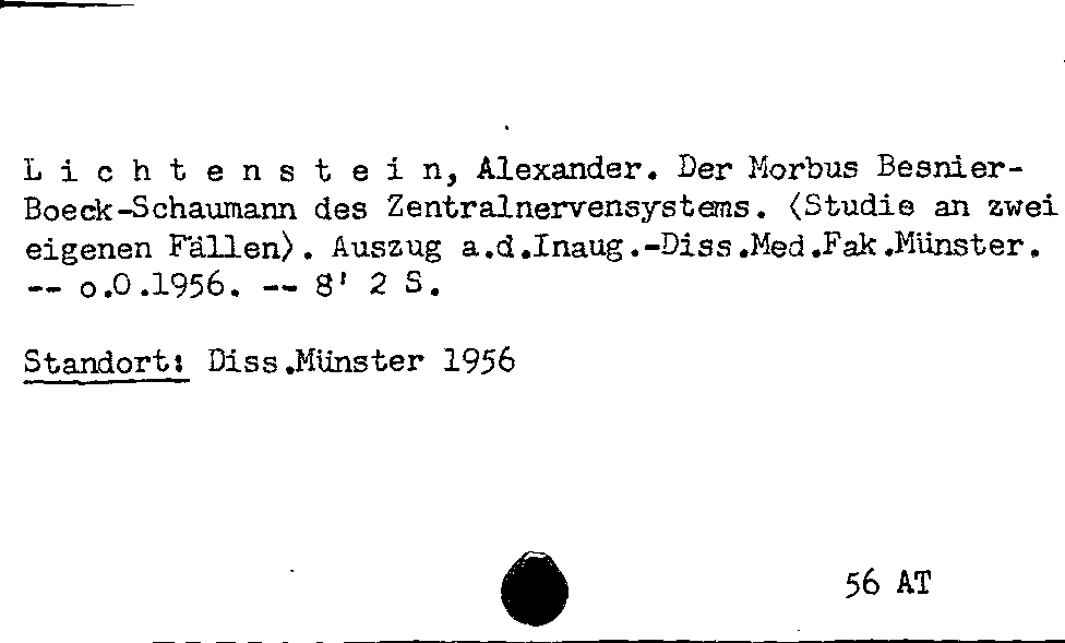 [Katalogkarte Dissertationenkatalog bis 1980]