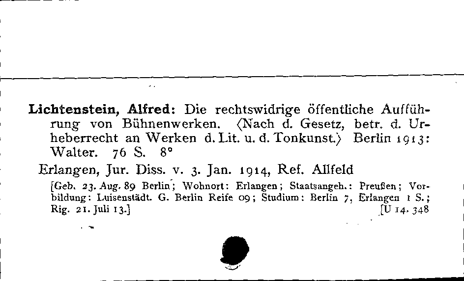 [Katalogkarte Dissertationenkatalog bis 1980]