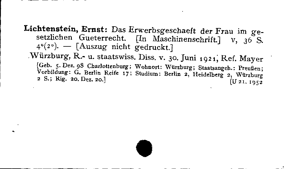 [Katalogkarte Dissertationenkatalog bis 1980]