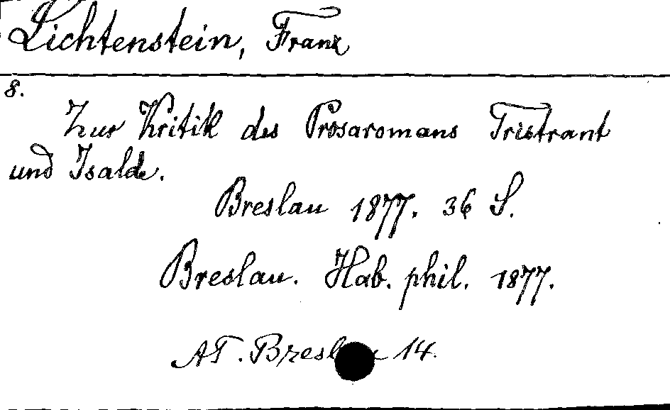 [Katalogkarte Dissertationenkatalog bis 1980]