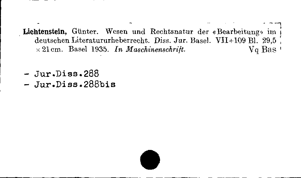 [Katalogkarte Dissertationenkatalog bis 1980]