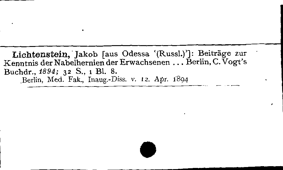 [Katalogkarte Dissertationenkatalog bis 1980]