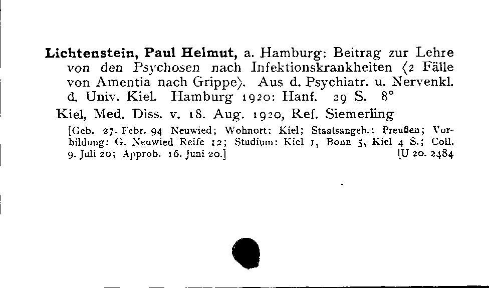 [Katalogkarte Dissertationenkatalog bis 1980]