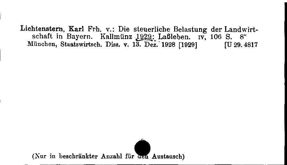 [Katalogkarte Dissertationenkatalog bis 1980]