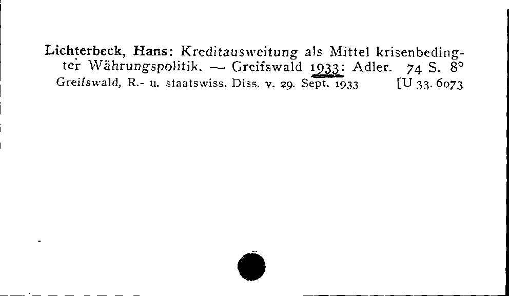 [Katalogkarte Dissertationenkatalog bis 1980]