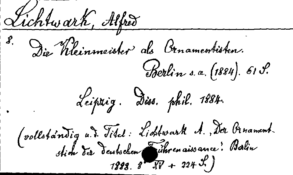 [Katalogkarte Dissertationenkatalog bis 1980]