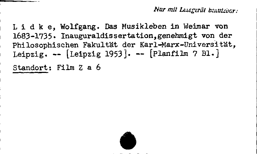 [Katalogkarte Dissertationenkatalog bis 1980]