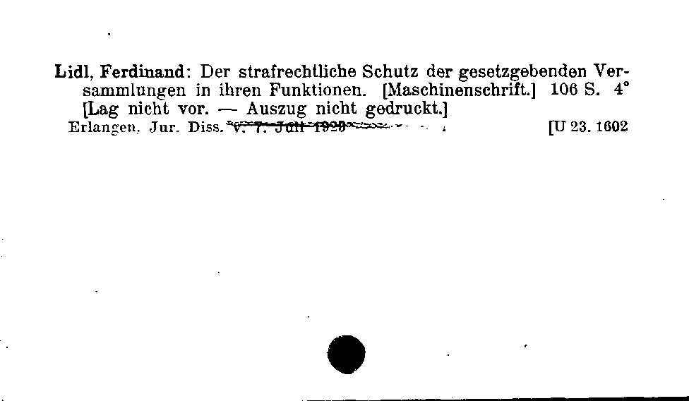 [Katalogkarte Dissertationenkatalog bis 1980]