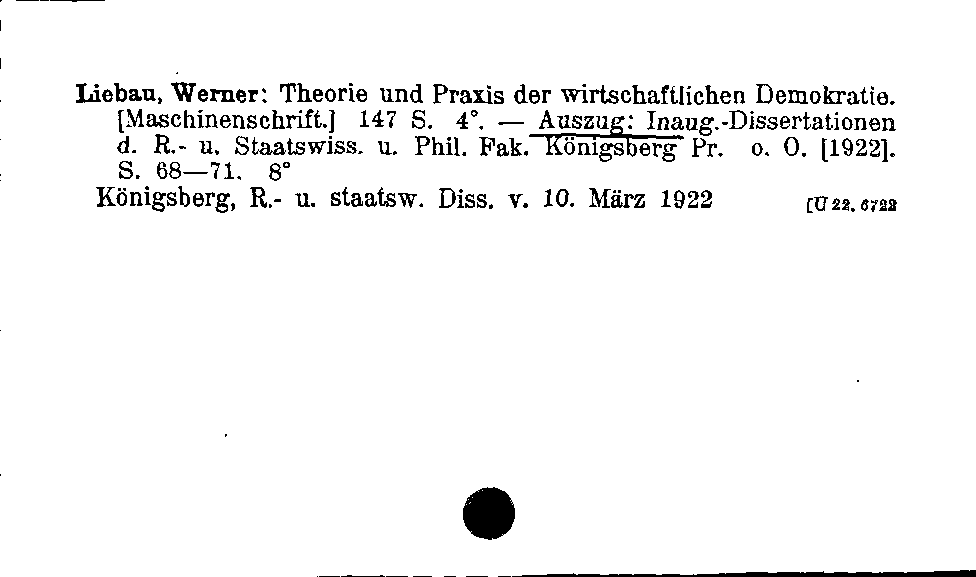 [Katalogkarte Dissertationenkatalog bis 1980]