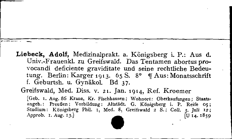 [Katalogkarte Dissertationenkatalog bis 1980]
