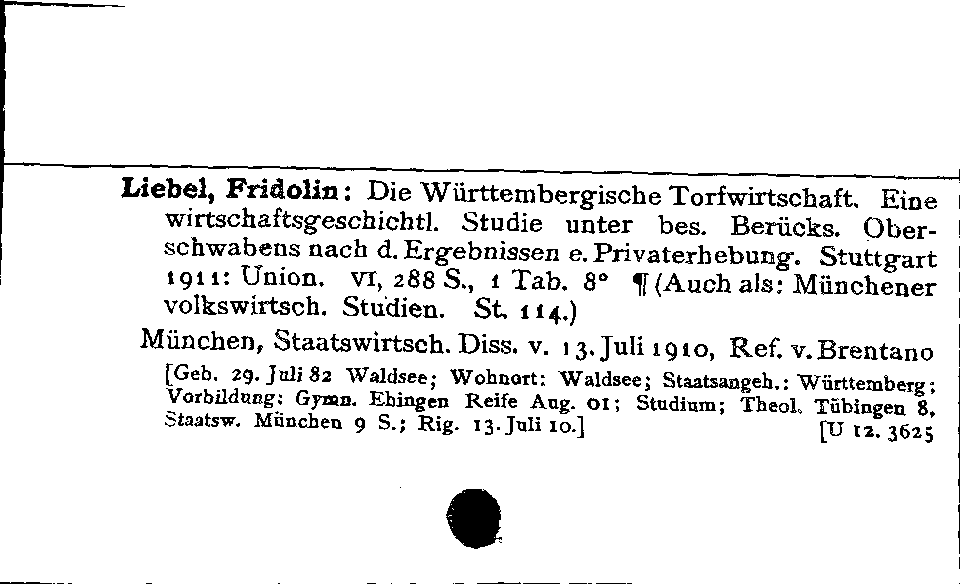 [Katalogkarte Dissertationenkatalog bis 1980]