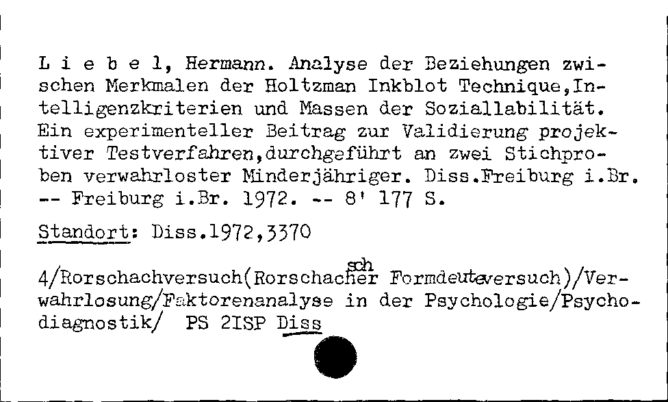 [Katalogkarte Dissertationenkatalog bis 1980]