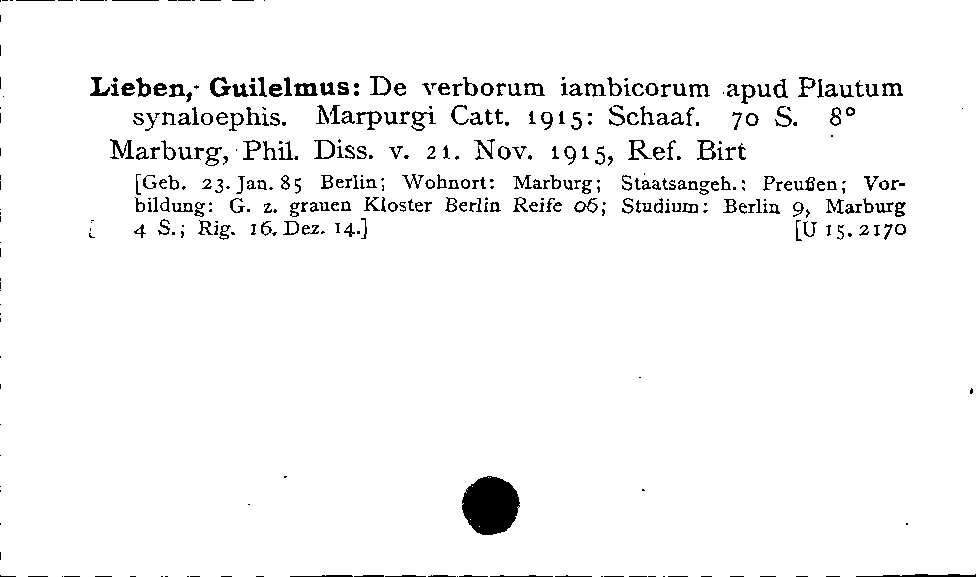 [Katalogkarte Dissertationenkatalog bis 1980]