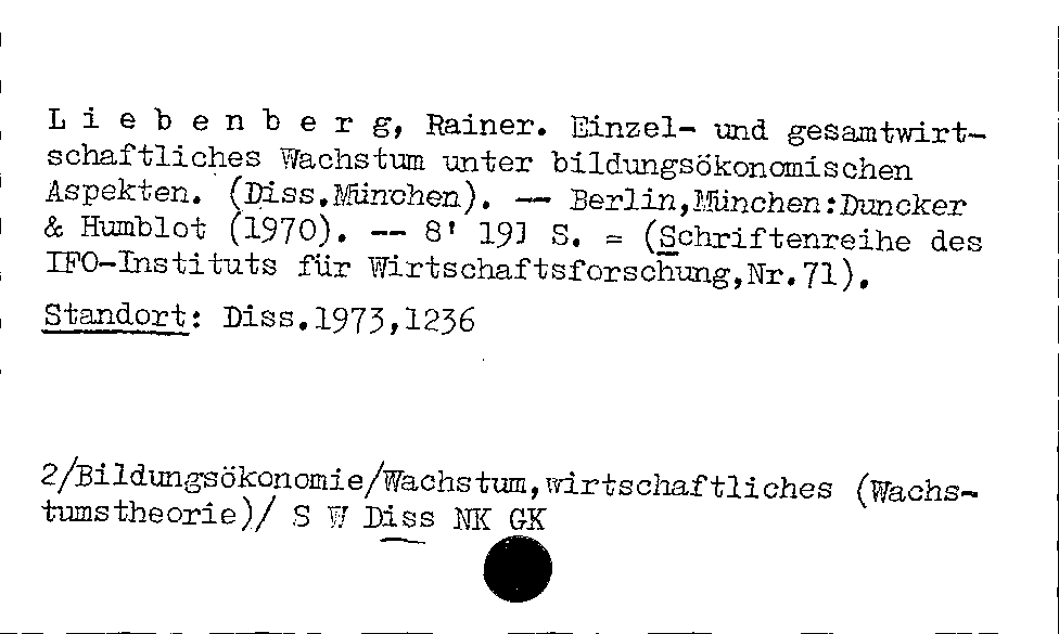 [Katalogkarte Dissertationenkatalog bis 1980]