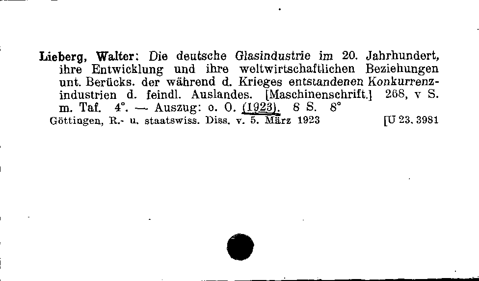 [Katalogkarte Dissertationenkatalog bis 1980]