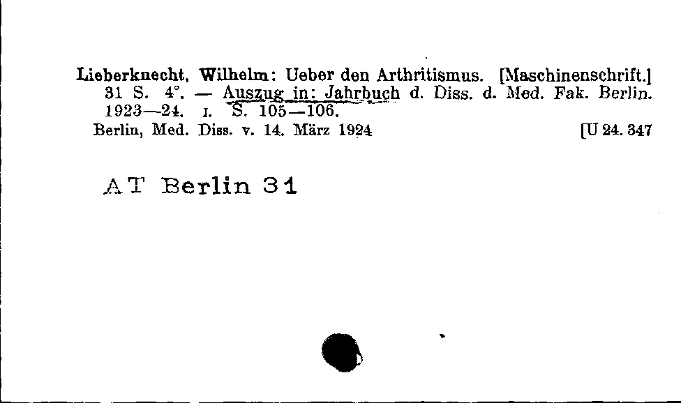 [Katalogkarte Dissertationenkatalog bis 1980]