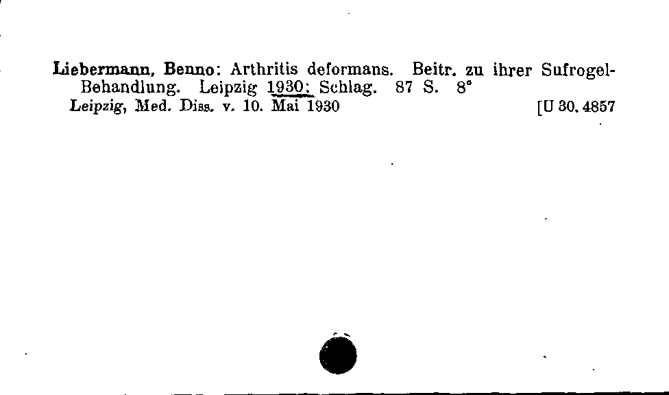 [Katalogkarte Dissertationenkatalog bis 1980]