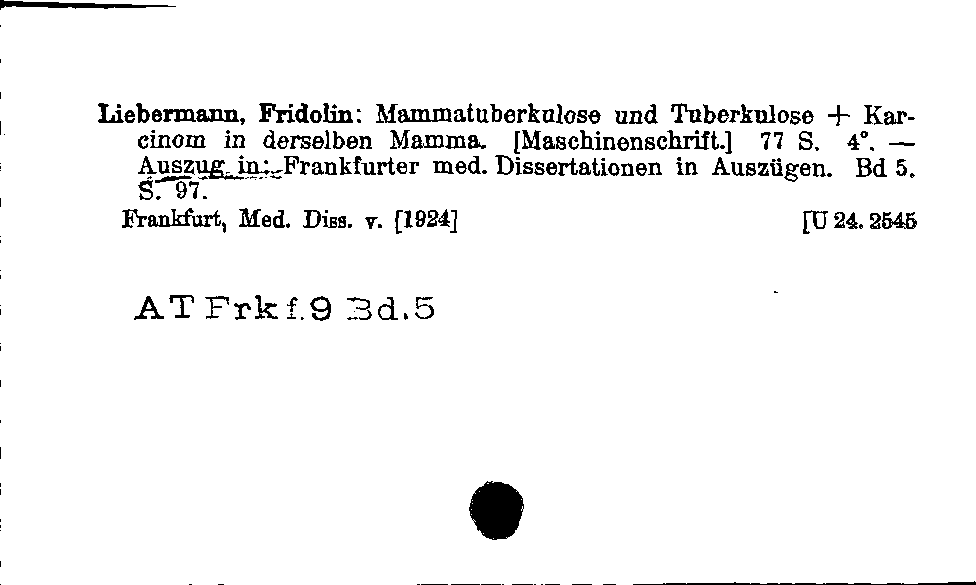 [Katalogkarte Dissertationenkatalog bis 1980]