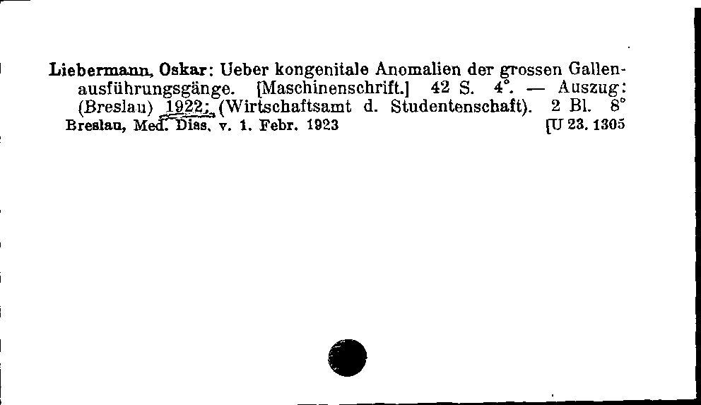 [Katalogkarte Dissertationenkatalog bis 1980]