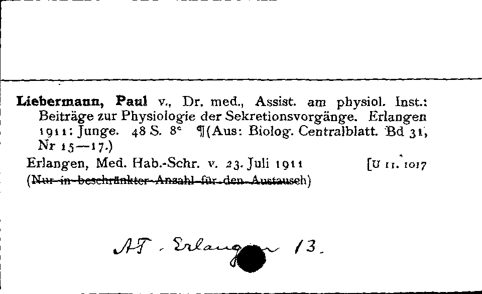 [Katalogkarte Dissertationenkatalog bis 1980]