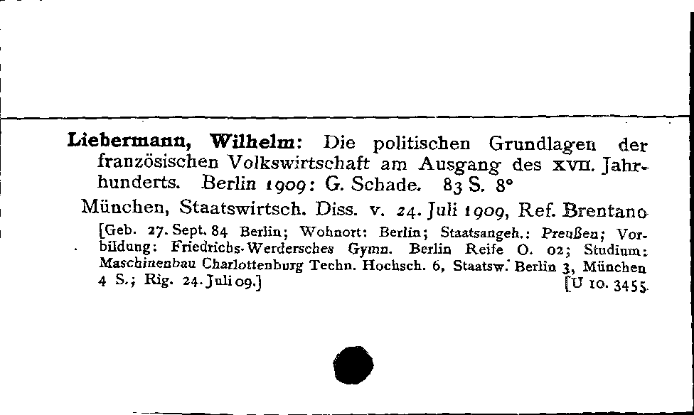 [Katalogkarte Dissertationenkatalog bis 1980]