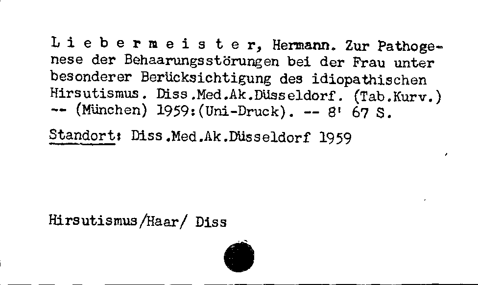 [Katalogkarte Dissertationenkatalog bis 1980]