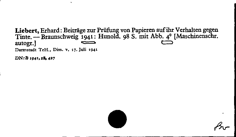 [Katalogkarte Dissertationenkatalog bis 1980]