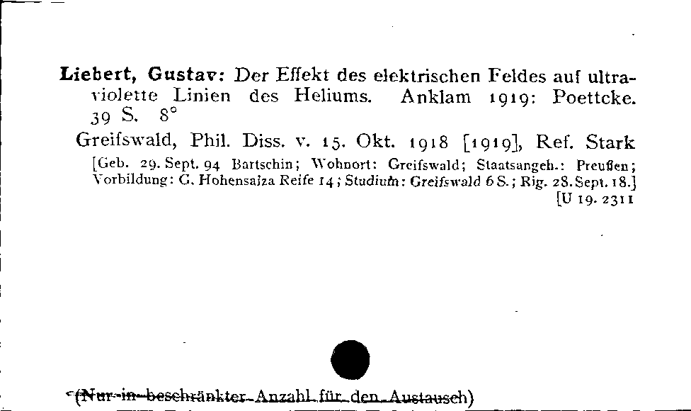 [Katalogkarte Dissertationenkatalog bis 1980]