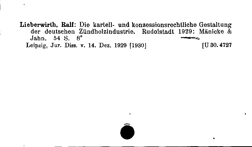 [Katalogkarte Dissertationenkatalog bis 1980]