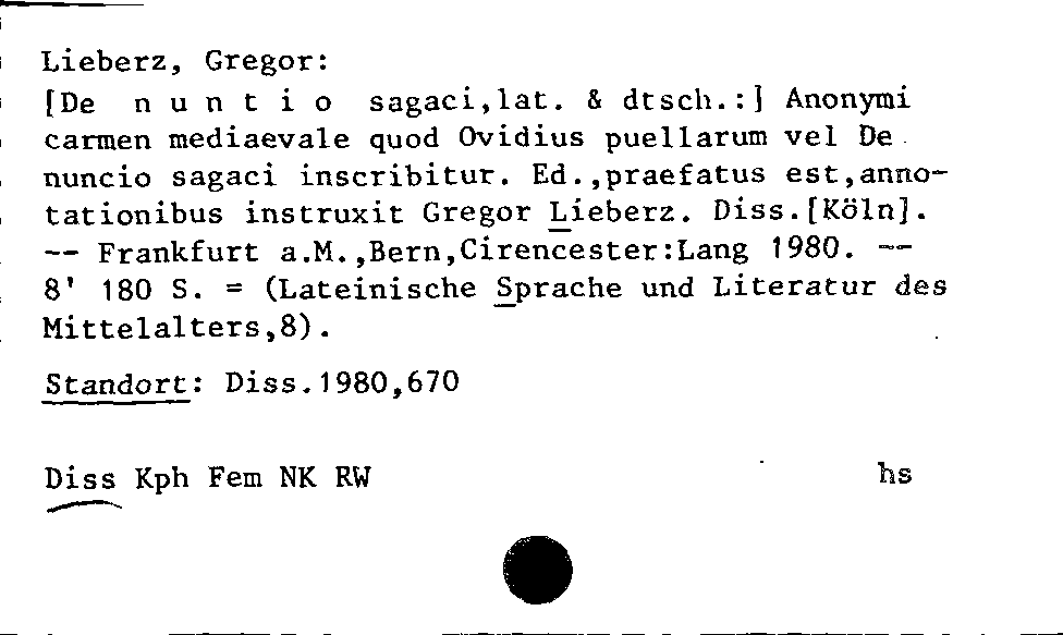 [Katalogkarte Dissertationenkatalog bis 1980]