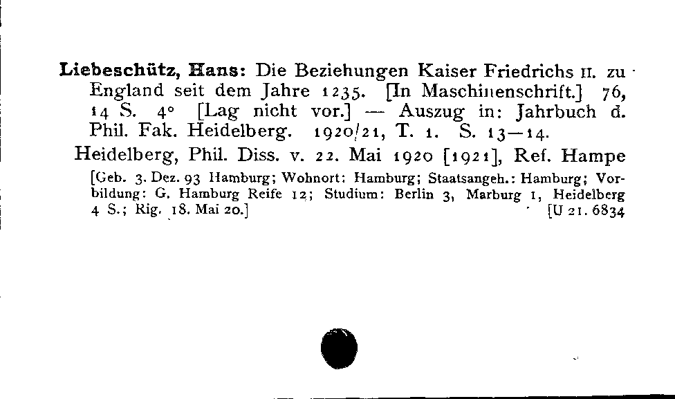 [Katalogkarte Dissertationenkatalog bis 1980]