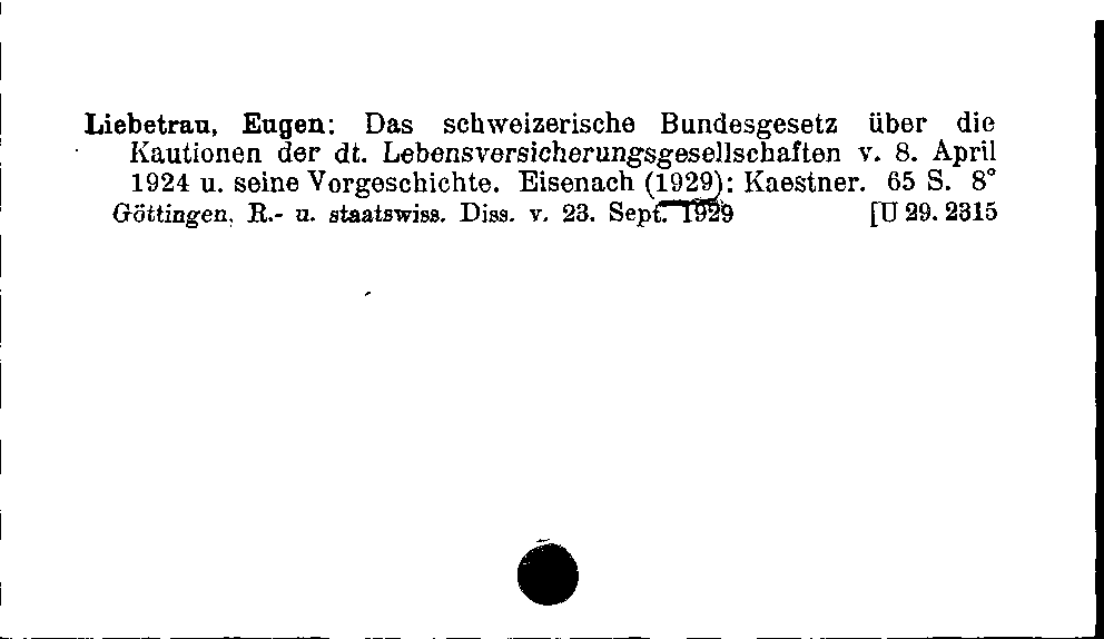 [Katalogkarte Dissertationenkatalog bis 1980]