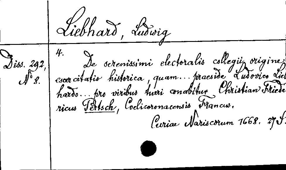 [Katalogkarte Dissertationenkatalog bis 1980]