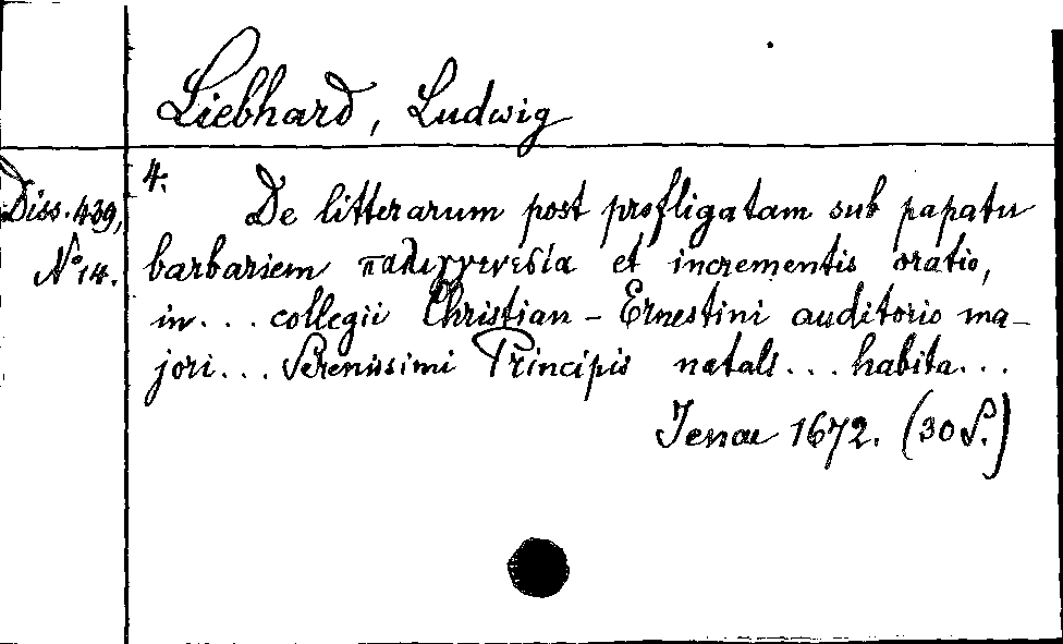 [Katalogkarte Dissertationenkatalog bis 1980]