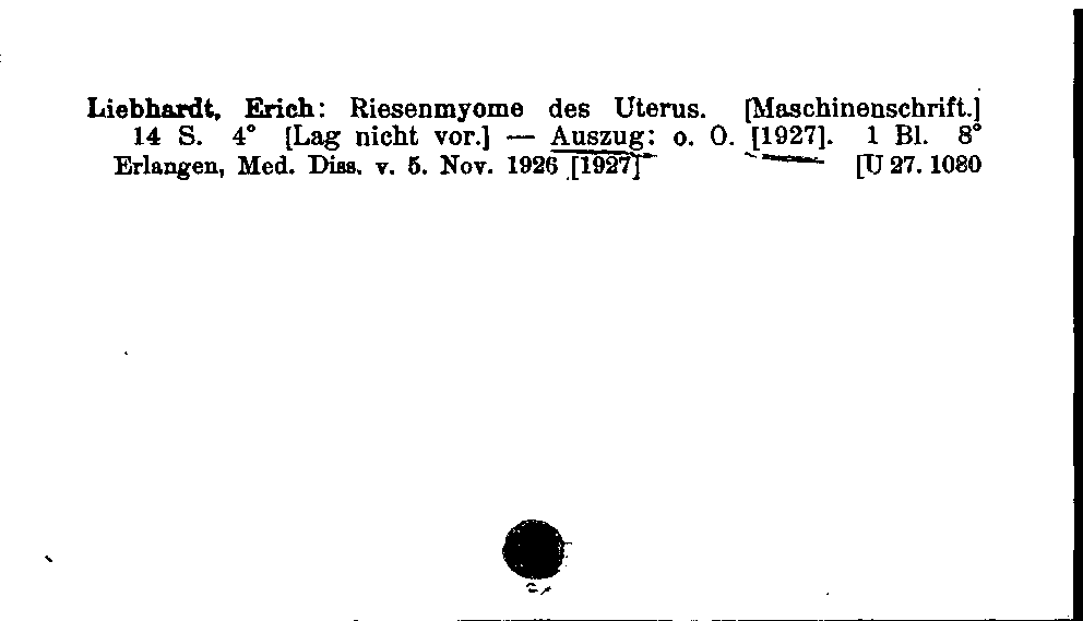 [Katalogkarte Dissertationenkatalog bis 1980]