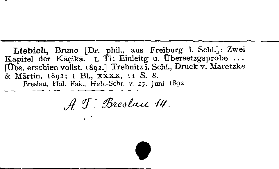[Katalogkarte Dissertationenkatalog bis 1980]