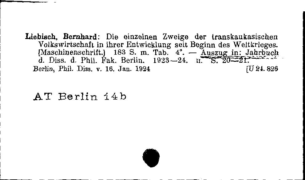 [Katalogkarte Dissertationenkatalog bis 1980]