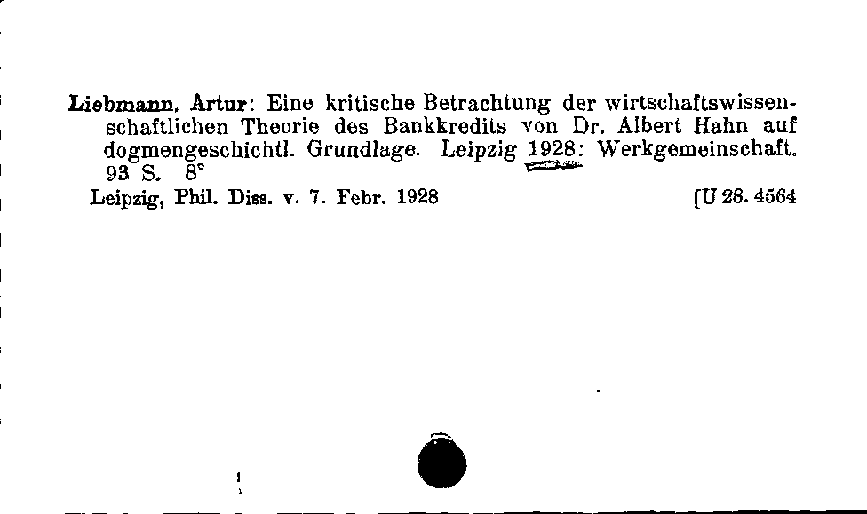[Katalogkarte Dissertationenkatalog bis 1980]