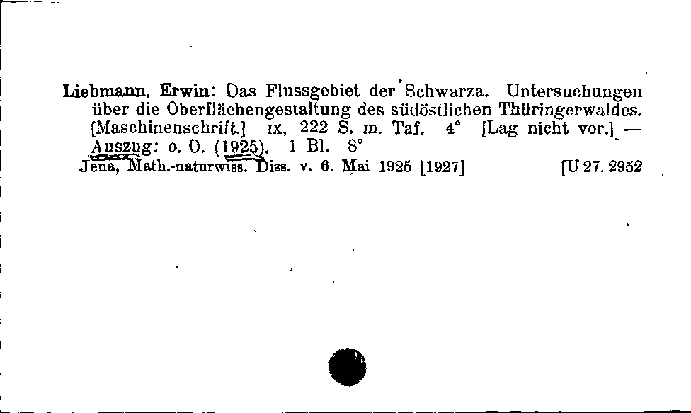 [Katalogkarte Dissertationenkatalog bis 1980]