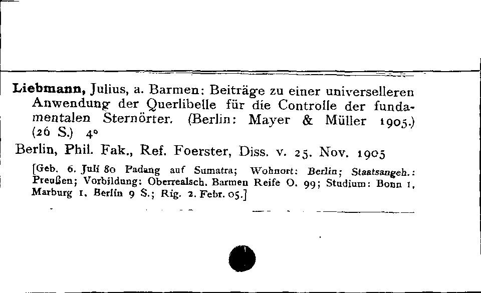 [Katalogkarte Dissertationenkatalog bis 1980]