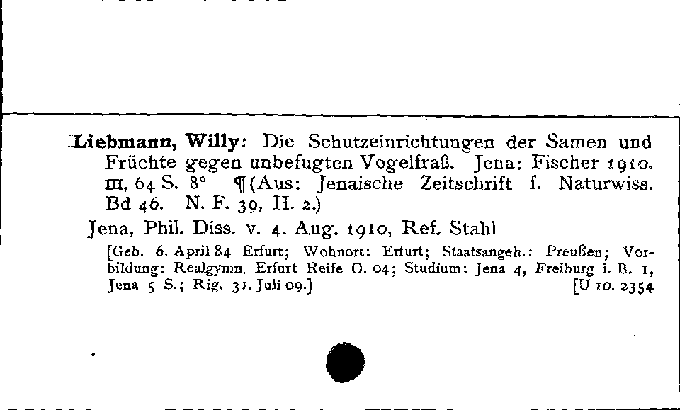 [Katalogkarte Dissertationenkatalog bis 1980]