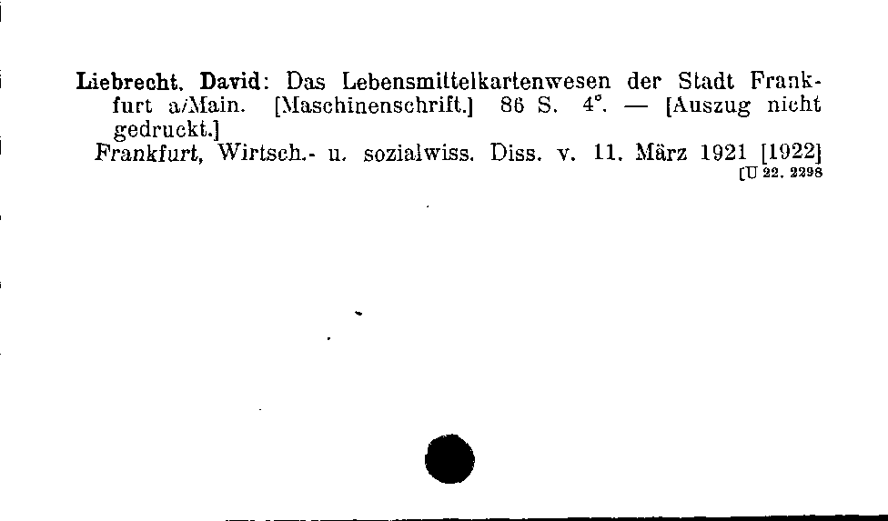 [Katalogkarte Dissertationenkatalog bis 1980]