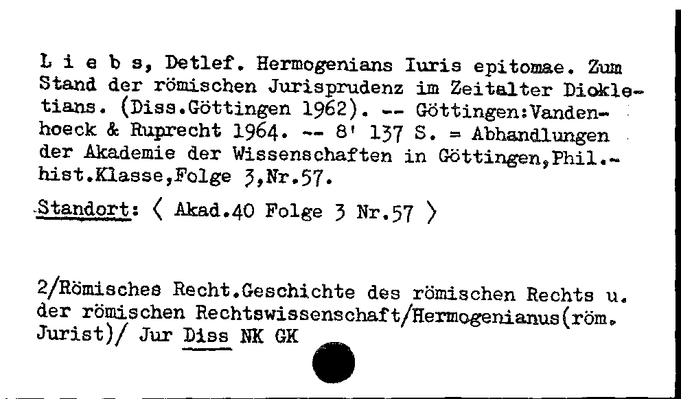 [Katalogkarte Dissertationenkatalog bis 1980]
