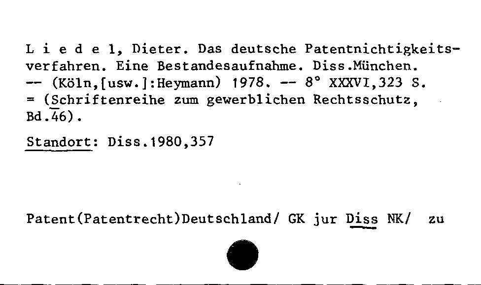 [Katalogkarte Dissertationenkatalog bis 1980]