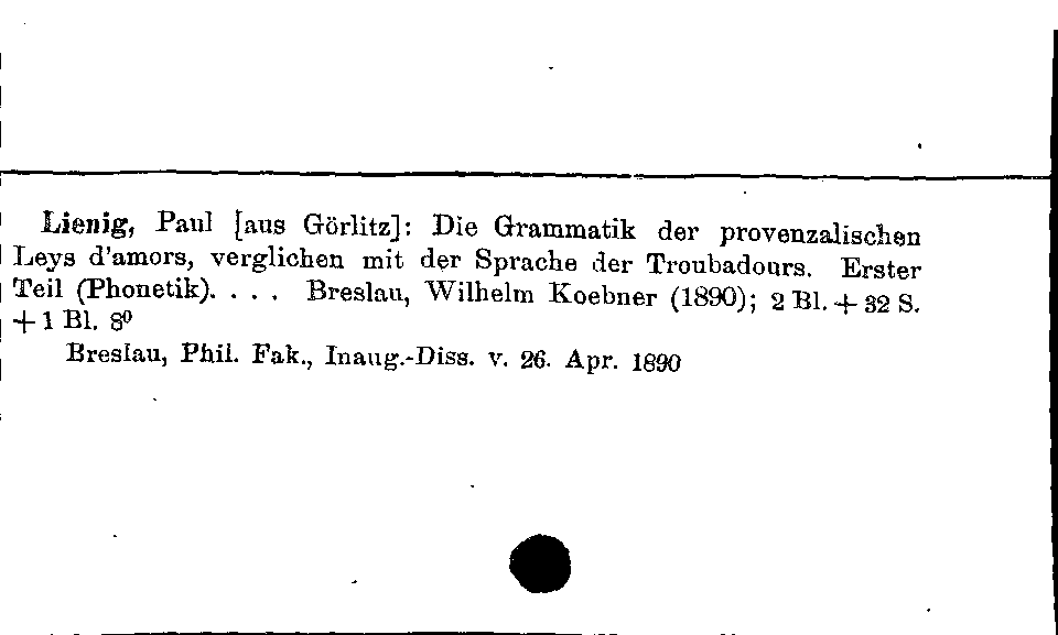 [Katalogkarte Dissertationenkatalog bis 1980]