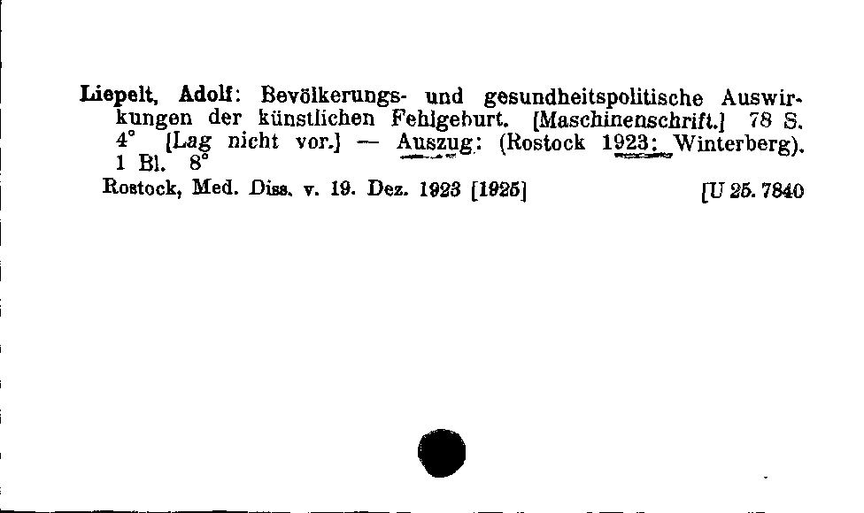 [Katalogkarte Dissertationenkatalog bis 1980]