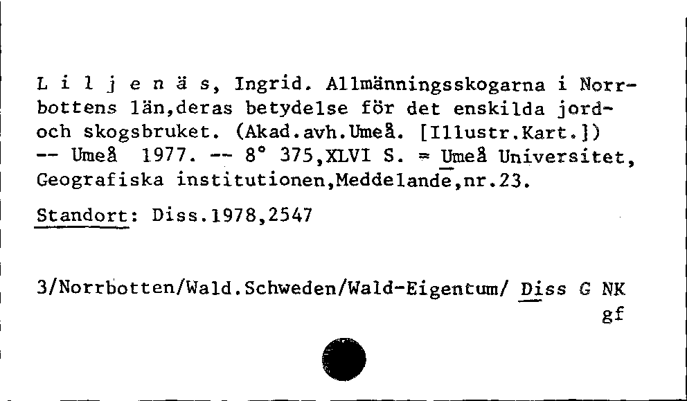 [Katalogkarte Dissertationenkatalog bis 1980]