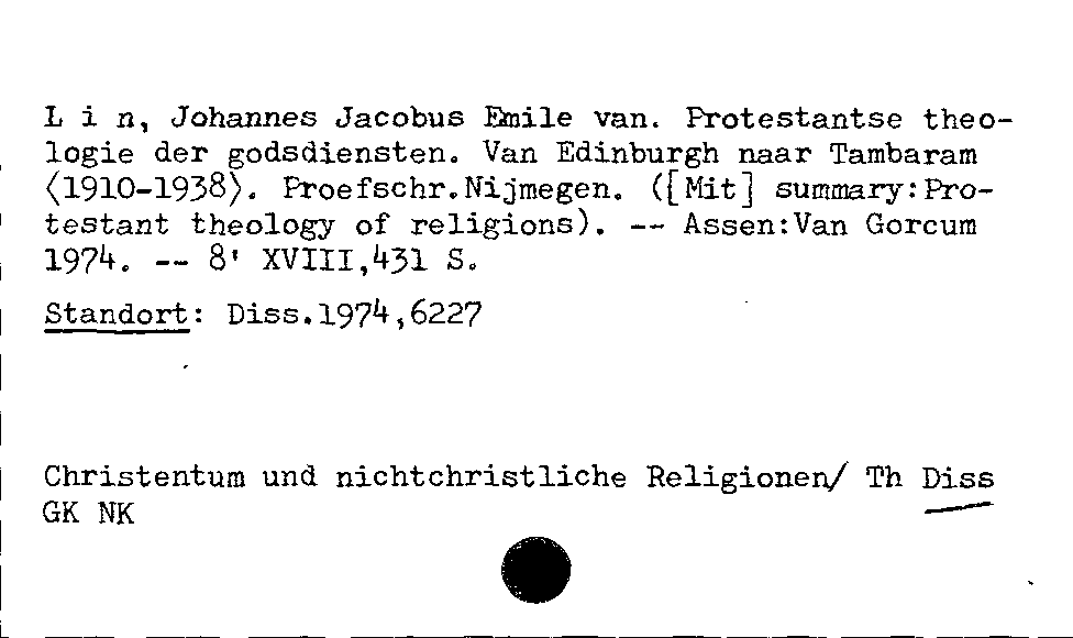 [Katalogkarte Dissertationenkatalog bis 1980]