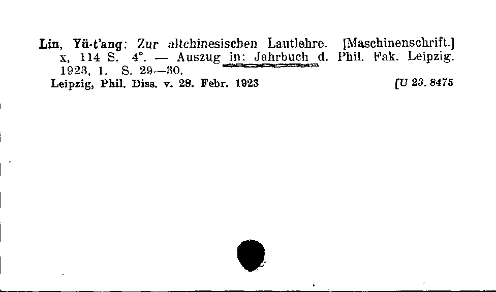 [Katalogkarte Dissertationenkatalog bis 1980]