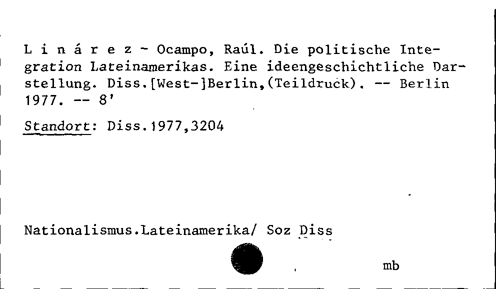 [Katalogkarte Dissertationenkatalog bis 1980]